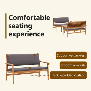 3-teiliges Garten-Sofaset mit Kissen aus massivem Akazienholz