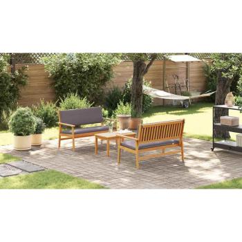 3-teiliges Garten-Sofaset mit Kissen aus massivem Akazienholz