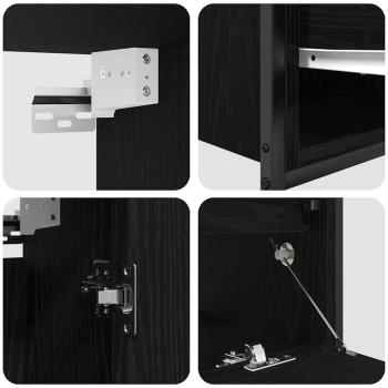 5-teiliges Badmöbel-Set Schwarz Eichenholzwerkstoff