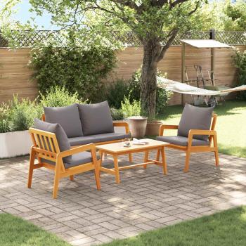 4-teiliges Bistro-Set mit Kissen aus massivem Akazienholz
