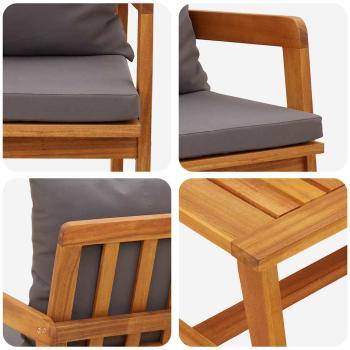 4-teiliges Bistro-Set mit Kissen aus massivem Akazienholz
