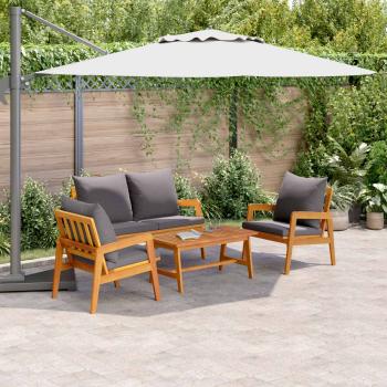 4-teiliges Bistro-Set mit Kissen aus massivem Akazienholz