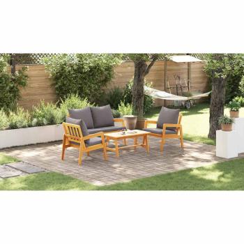 4-teiliges Bistro-Set mit Kissen aus massivem Akazienholz