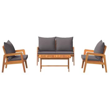 4-teiliges Bistro-Set mit Kissen aus massivem Akazienholz