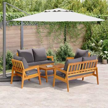 5-teiliges Bistro-Set mit Kissen aus massivem Akazienholz