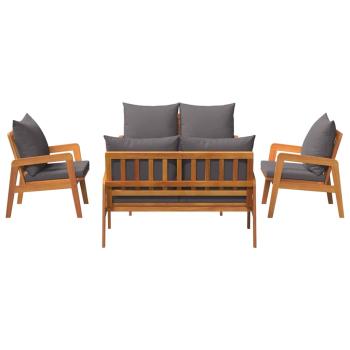 5-teiliges Bistro-Set mit Kissen aus massivem Akazienholz