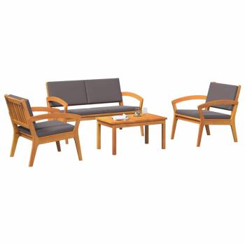 4-teiliges Bistroset mit Kissen aus massivem Akazienholz