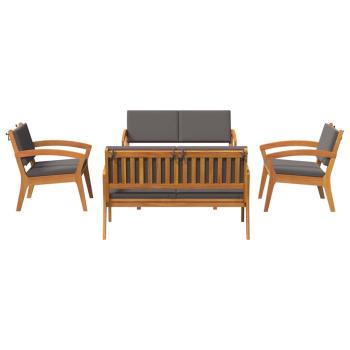 5-teiliges Bistro-Set mit Kissen aus massivem Akazienholz