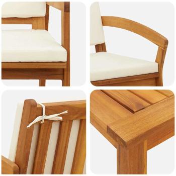5-teiliges Bistro-Set mit Kissen aus Akazienholz