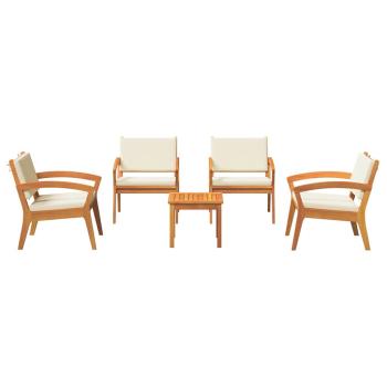 5-teiliges Bistro-Set mit Kissen aus Akazienholz