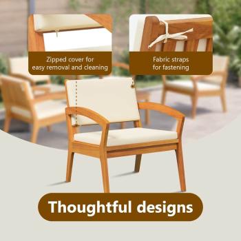 5-teiliges Bistro-Set mit Kissen aus Akazienholz