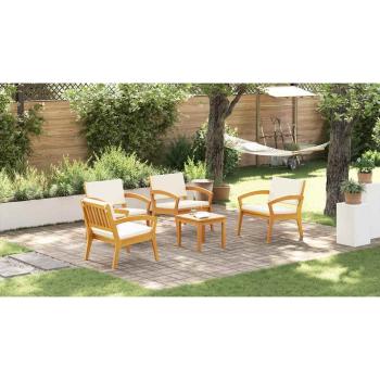 5-teiliges Bistro-Set mit Kissen aus Akazienholz