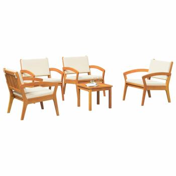 5-teiliges Bistro-Set mit Kissen aus Akazienholz
