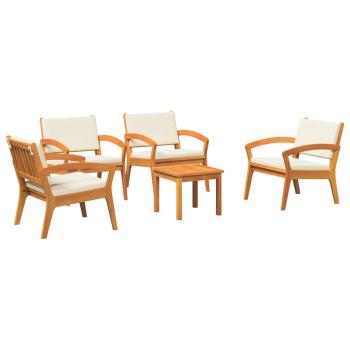 5-teiliges Bistro-Set mit Kissen aus Akazienholz