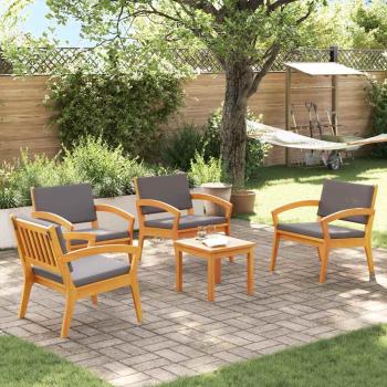ARDEBO.de - 5-teiliges Bistro-Set mit Kissen aus solidem Akazienholz