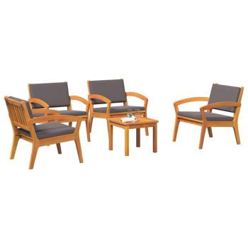 5-teiliges Bistro-Set mit Kissen aus solidem Akazienholz