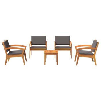 5-teiliges Bistro-Set mit Kissen aus solidem Akazienholz