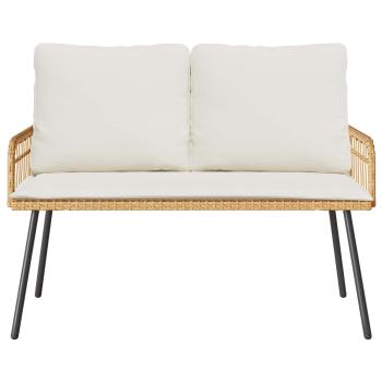 2-teiliges Garten-Esszimmer Set mit Kissen aus natürlichem Poly-Rattan