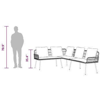 2-teiliges Garten-Sofa-Set mit Kissen Schwarz Poly Rattan