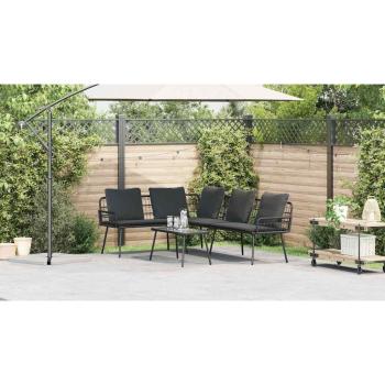 2-teiliges Garten-Sofa-Set mit Kissen Schwarz Poly Rattan