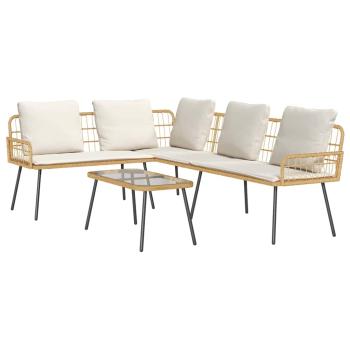 2-teiliges Gartensofaset mit Kissen aus natürlichem Poly-Rattan