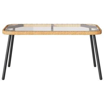 2-teiliges Gartensofaset mit Kissen aus natürlichem Poly-Rattan