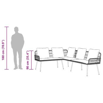 4-teilige Garten-Sofaset mit Kissen aus natürlichem Poly-Rattan