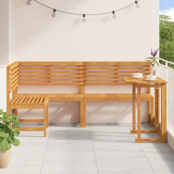 3-teiliges Garten Bistro Set aus massivem Akazienholz
