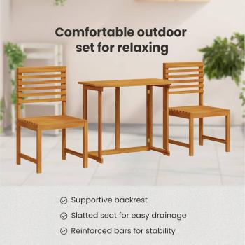 3-teiliges Bistro-Set für den Garten aus massivem Akazienholz