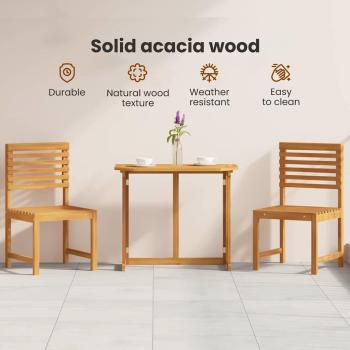 3-teiliges Bistro-Set für den Garten aus massivem Akazienholz