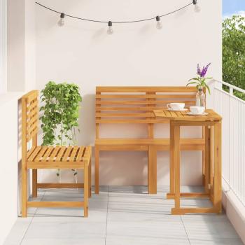 4-teiliges Gartentischset aus massivem Akazienholz