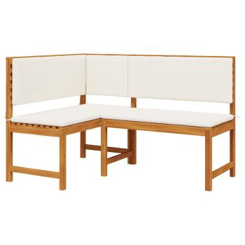 2-teiliges Garten-Esszimmer-Set mit Kissen aus massivem Akazienholz