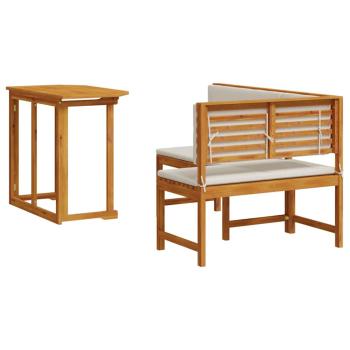 2-teiliges Garten-Esszimmer-Set mit Kissen aus massivem Akazienholz