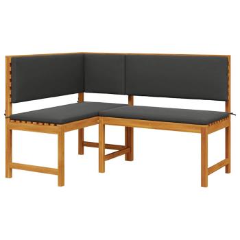 2-teiliges Garten-Esszimmer-Set mit Kissen aus massivem Akazienholz
