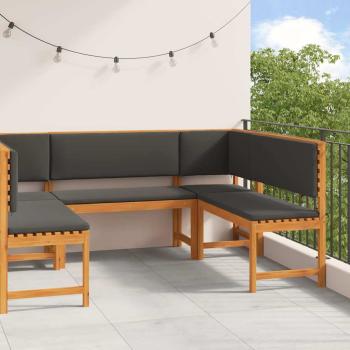 ARDEBO.de - 5-teiliges Gartenbank-Set mit Kissen aus massivem Akazienholz