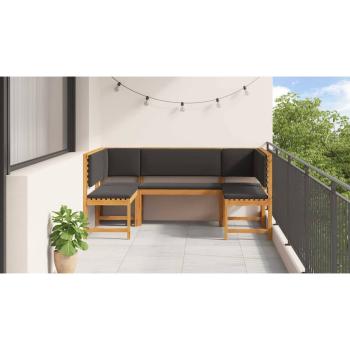 5-teiliges Gartenbank-Set mit Kissen aus massivem Akazienholz