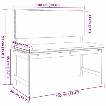 3-teiliges Garten Bistro Set mit Kissen aus massivem Akazienholz