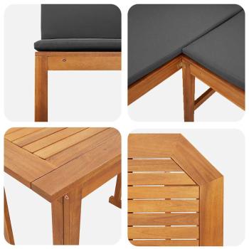 3-teiliges Garten Bistro Set mit Kissen aus massivem Akazienholz