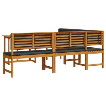 4-teiliges Garten-Ess-Set mit Kissen aus massivem Akazienholz