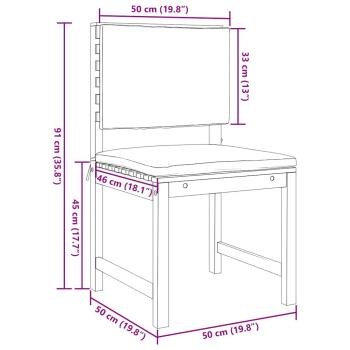 3-teiliges Garten-Bistro-Set mit Kissen aus massiven Akazienholz
