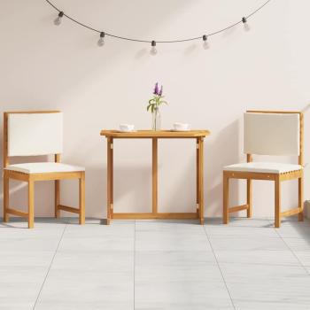 3-teiliges Garten-Bistro-Set mit Kissen aus massiven Akazienholz