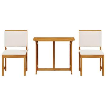 3-teiliges Garten-Bistro-Set mit Kissen aus massiven Akazienholz