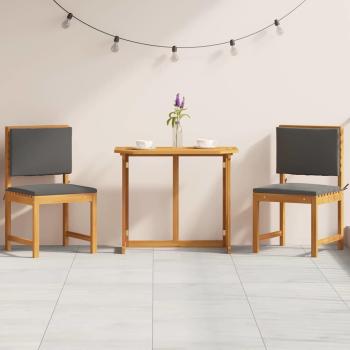 3-teiliges Garten-Esszimmer-Set aus massivem Akazienholz
