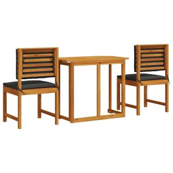 3-teiliges Garten-Esszimmer-Set aus massivem Akazienholz