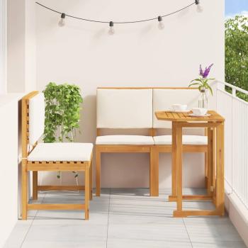 4-teiliges Garten-Esszimmer-Set aus massivem Akazienholz