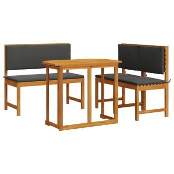 4-teiliges Garten-Esszimmer-Set mit Kissen aus massivem Akazienholz