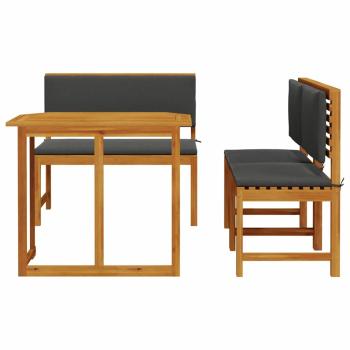 4-teiliges Garten-Esszimmer-Set mit Kissen aus massivem Akazienholz