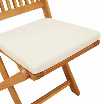 Klappgartenstühle mit weißen Kissen 4 Stück aus solidem Akazienholz