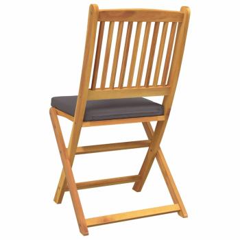 Klappgartenstühle mit grauem Kissen 4 Stück aus solidem Akazienholz