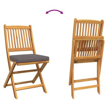 Klappgartenstühle mit grauem Kissen 4 Stück aus solidem Akazienholz